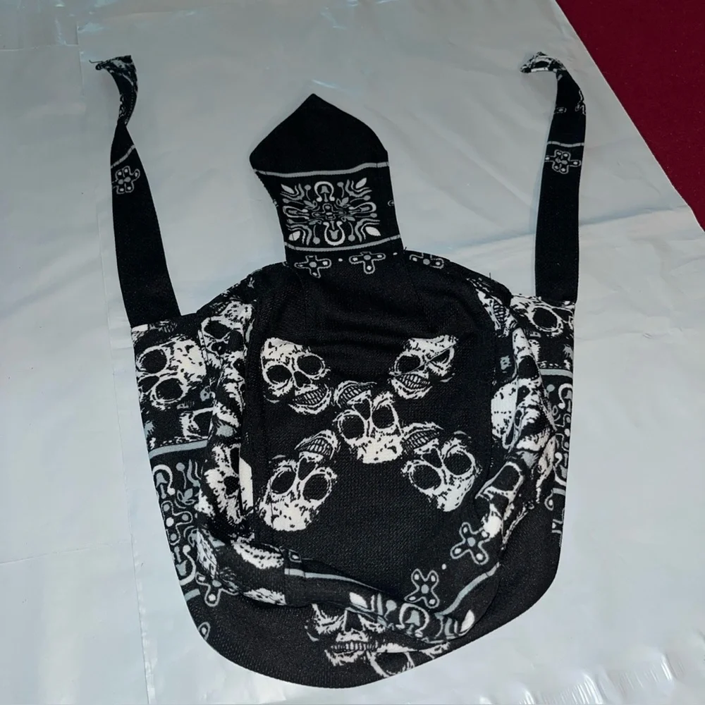 NEW Black white SKULL BIKER DOO Rag Cap Flydanna Durag Headwrap Bandanna Warrior - Picture 3 of 10